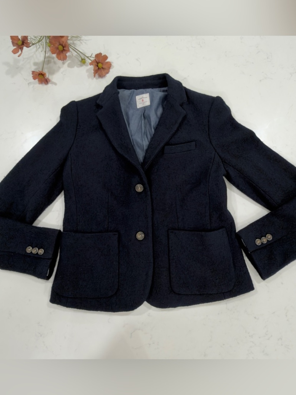 GAP Navy Single-Breasted Two-Button Blazer